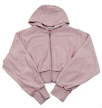 Světlerůžová žebrovaná crop propínací mikina s kapucí Primark