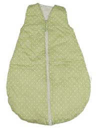 Zelený puntíkatý zateplený spací pytel