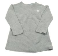 Šedé třpytivé pletené šaty se srdíčkem 