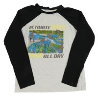 Bílo-černé triko s potiskem Primark