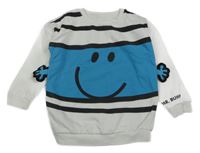 Bílo-modrá mikina se smajlíkem Tu