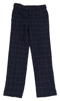 Tmavomodré kostkované chino kalhoty 