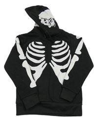 Černá mikina s kostrou a kapucí 