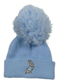 Modrá čepice s králíkem a bambulí 