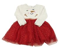 Bílo-červené tylové šaty se sněhulákem Primark