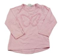Světlerůžové melírované triko s motýlkem Topomini