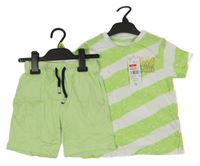 Nové - 2 set - bílo-zelené pruhované tričko + kraťasy F&F