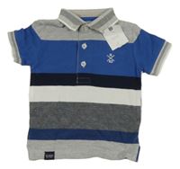 Nové - modro-šedé pruhované polo tričko Next