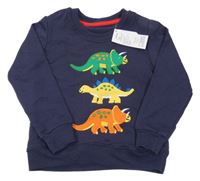 Nové - tmavomodrá mikina s dinosaury  