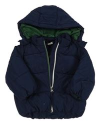 Tmavomodrá šusťáková zimní bunda s kapucí H&M