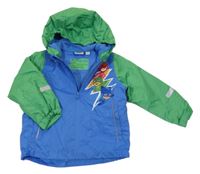 Modro-zelená šusťáková podzimní bunda s PJMASKS a kapucí 