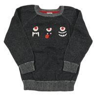 Šedý melírovaný svetr s příšerkami Kiki&Koko