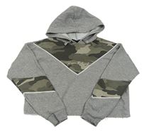 Šedo-khaki mikina s army prvky a kapucí New Look