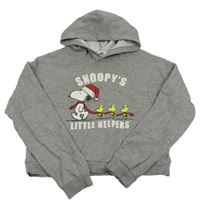 Šedá crop mikina se Snoopym a kapucí H&M