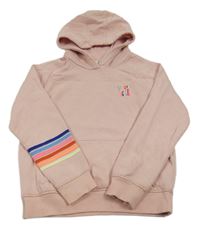 Růžová mikina s nápisem a pruhy a kapucí zn. M&S