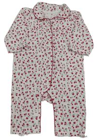 Bílo-červený květovaný overal s límečkem Matalan