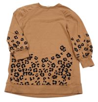 Hnědo-černé teplákové šaty s leopardím vzorem Next
