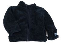 Tmavomodrá chlupatá podšitá propínací mikina 