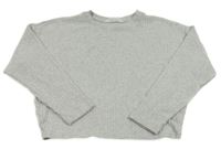 Světlešedý žebrovaný úpletový crop svetr H&M