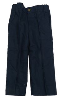 Tmavomodré lněné chino kalhoty M&S