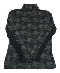 Černo-šedá vzorovaná thermo mikina s koníky 