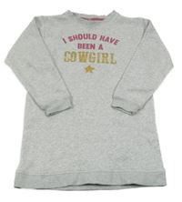 Světlešedá melírovaná šatová mikina s nápisy 