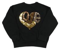 Černá mikina se srdcem z flitrů Next