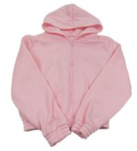 Světlerůžová propínací crop mikina s kapucí 