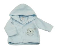 Světlemodrá fleecová propínací mikina s lvíčkem a kapucí 