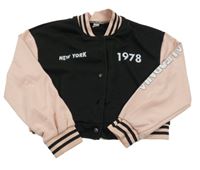 Černo-růžová baseballová crop mikina s číslem Shein