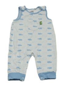 Bílo-světlemodré laclové tepláky s hrochy 