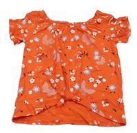 Pomerančové květované crop tričko Kids