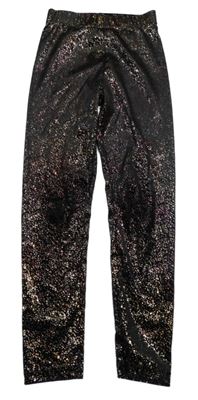 Černo-růžové sametové třpytivé legíny Dunnes