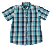 Modro-světlemodro-tmavomodrá kostkovaná košile C&A