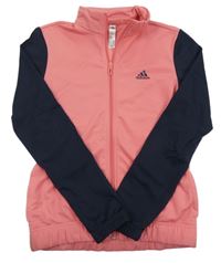 Růžovo-tmavomodrá propínací sportovní mikina s logem Adidas