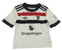 Smetanovo-antracitovo-červené sportovní tričko s potiskem Adidas