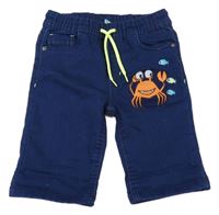 Tmavomodré elastické riflové kraťasy s krabem Kiki&Koko