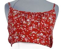 Dámský červený květovaný crop top