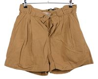 Dámské skořicové plátěné volné kraťasy Boohoo 