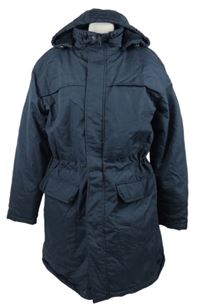 Pánský tmavomodrý šusťákový zimní kabát s kapucí Cotton 