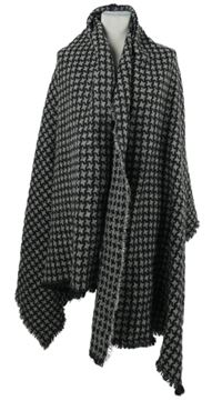 Dámská šedo-černá vzorovaná teplá šála 