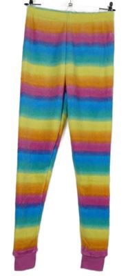 Dámské barevně pruhované plyšové pyžamové kalhoty Dunnes 