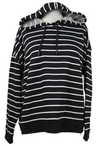 Dámská černo-bílá pruhovaná mikina s kapucí Papaya 