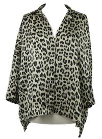 Dámská béžovo-černá vzorovaná saténová halenka Zara 