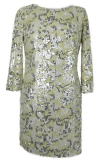 Dámské bílo-smetanovo-stříbrné flitrové šaty French Connection 