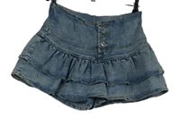 Dámská světlemodrá riflová sukně se všitými kraťasy a volánky Shein 