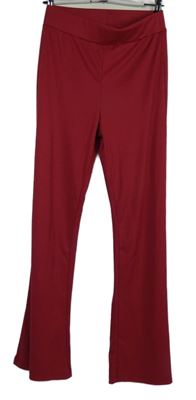 Dámské červené žebrované zvonové kalhoty 