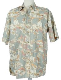 Pánská khaki-béžová květovaná košile 
