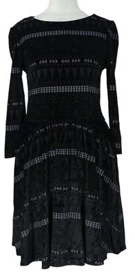 Dámské černé vzorované sametové šaty Topshop 