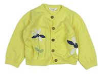 Žlutý propínací svetr s kytičkami M&Co